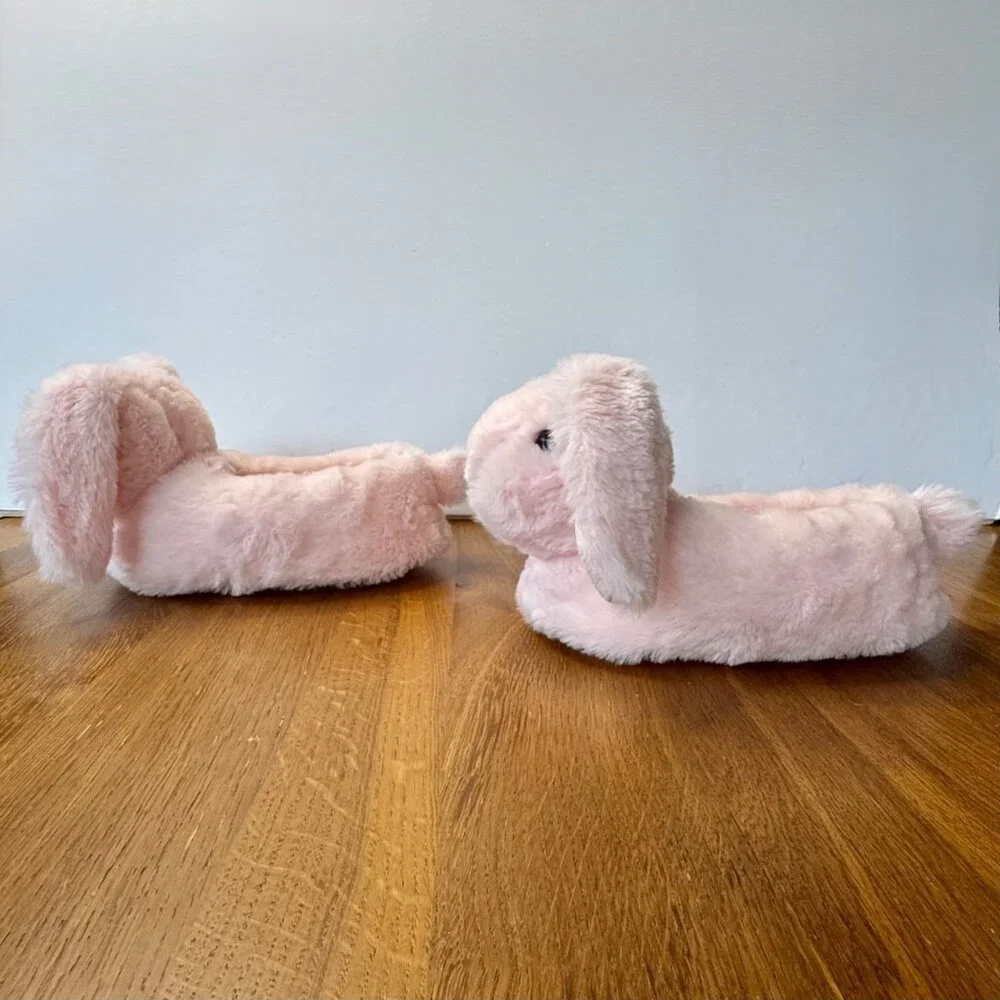 SEED HERITAGE Bunny Rabbit Plush Slippers Girls 7-8Y Soft Pink Faux Fur Slipper